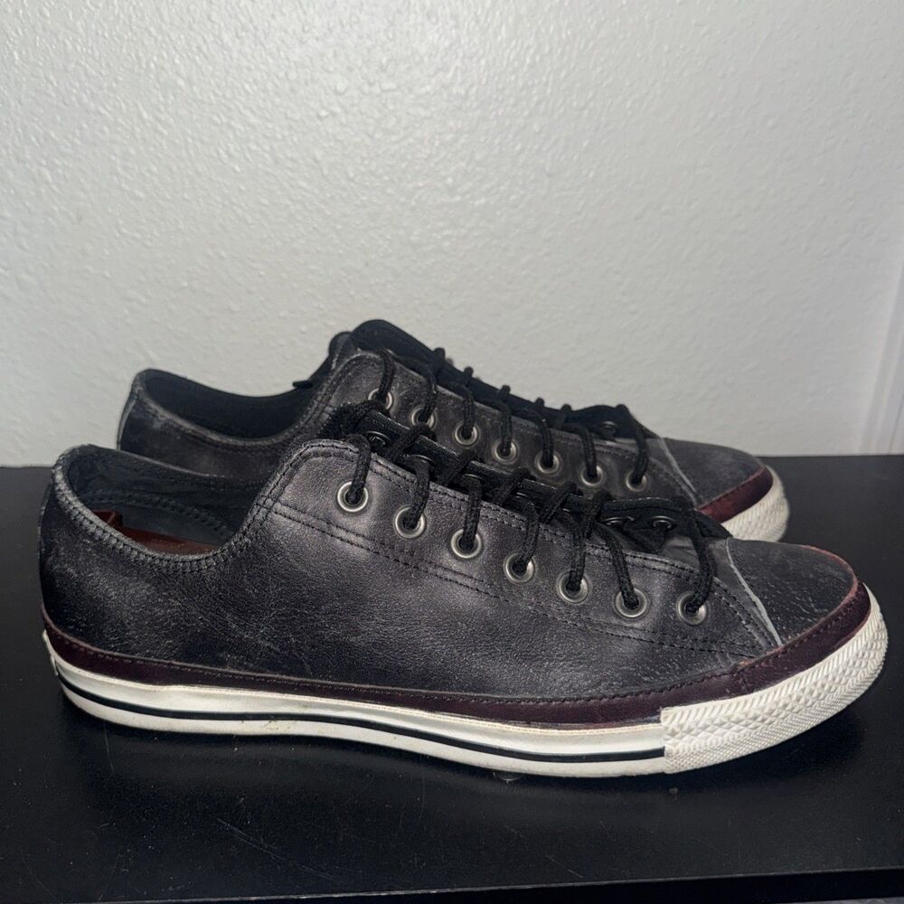 Converse Ox Low Top Shoe Sneakers Black Leather Chuck Taylor M 11 W 13